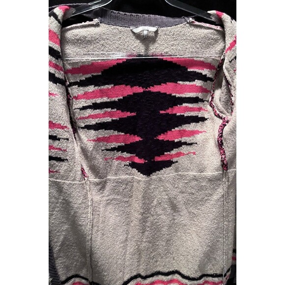 BKE Buckle Open Cardigan Aztec Boho Western Womens S Cream Pink Black Gray Cozy - Picture 3 of 7